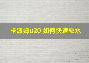 卡波姆u20 如何快速融水